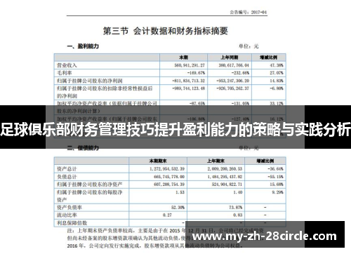 足球俱乐部财务管理技巧提升盈利能力的策略与实践分析 足球俱乐部财务管理技巧提升盈利能力的策略与实践分析